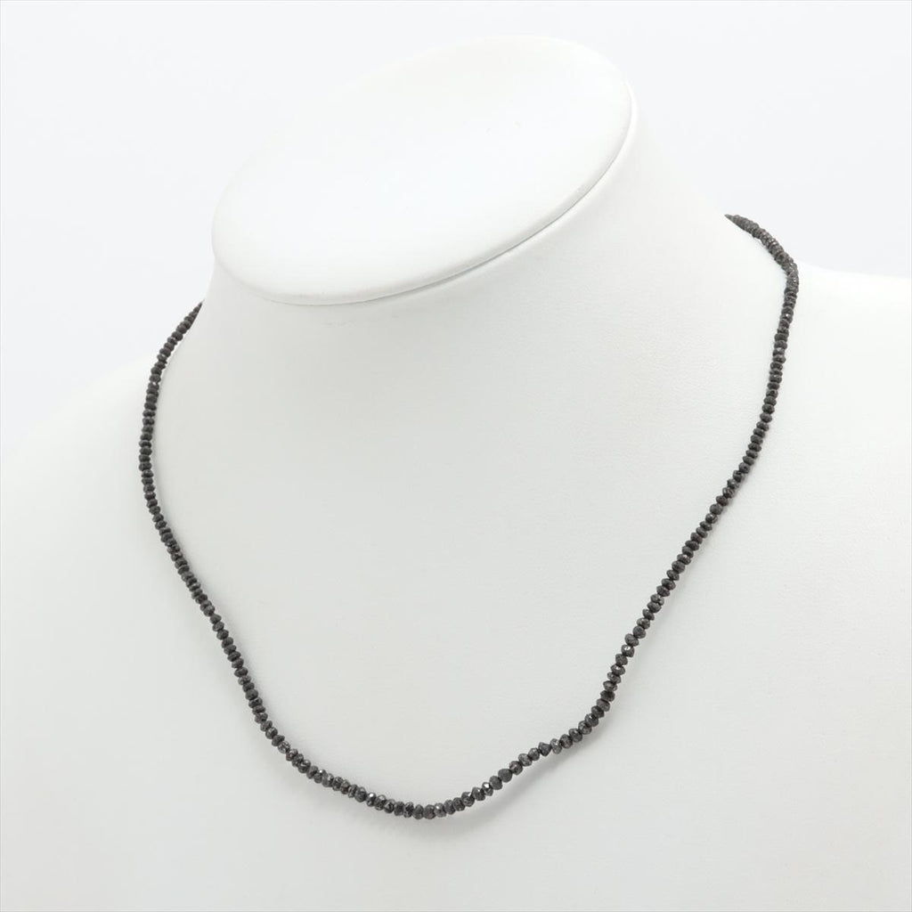 Estate 20.0ct Faceted Bead Cut Black Diamond 18K White Gold 18" Long Necklace