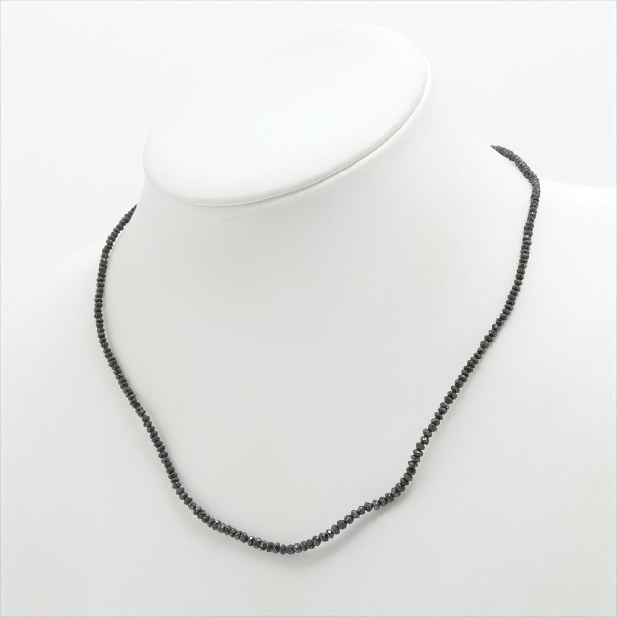 Estate 20.0ct Faceted Bead Cut Black Diamond 18K White Gold 18" Long Necklace