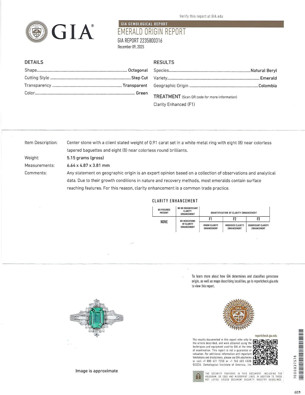 Fine 0.91ct GIA Colombian Emerald 0.51ct Diamond Platinum Ring Size 6.25