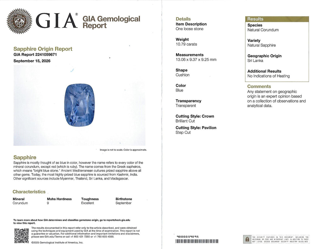 RARE 10.79ct GIA Ceylon No Heat Sapphire & 0.64ct Diamond Platinum Ring Size 6.5