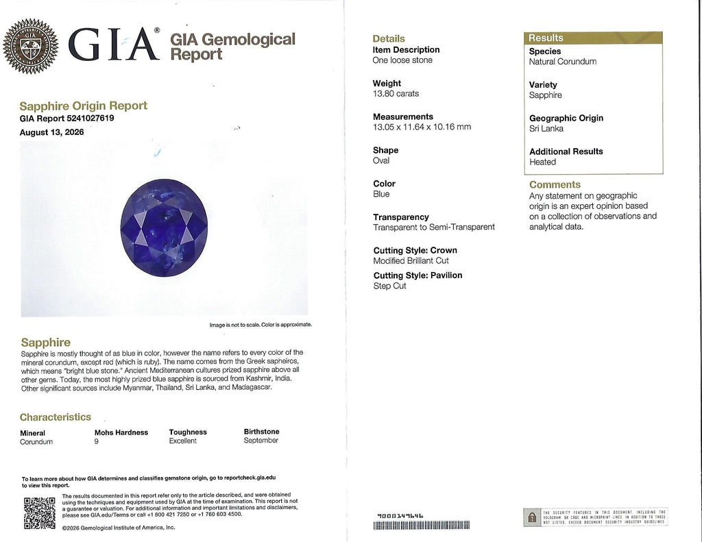 RARE! 13.80ct GIA Ceylon Blue Sapphire & 0.82ct Diamond Platinum Ring, Size 4.5