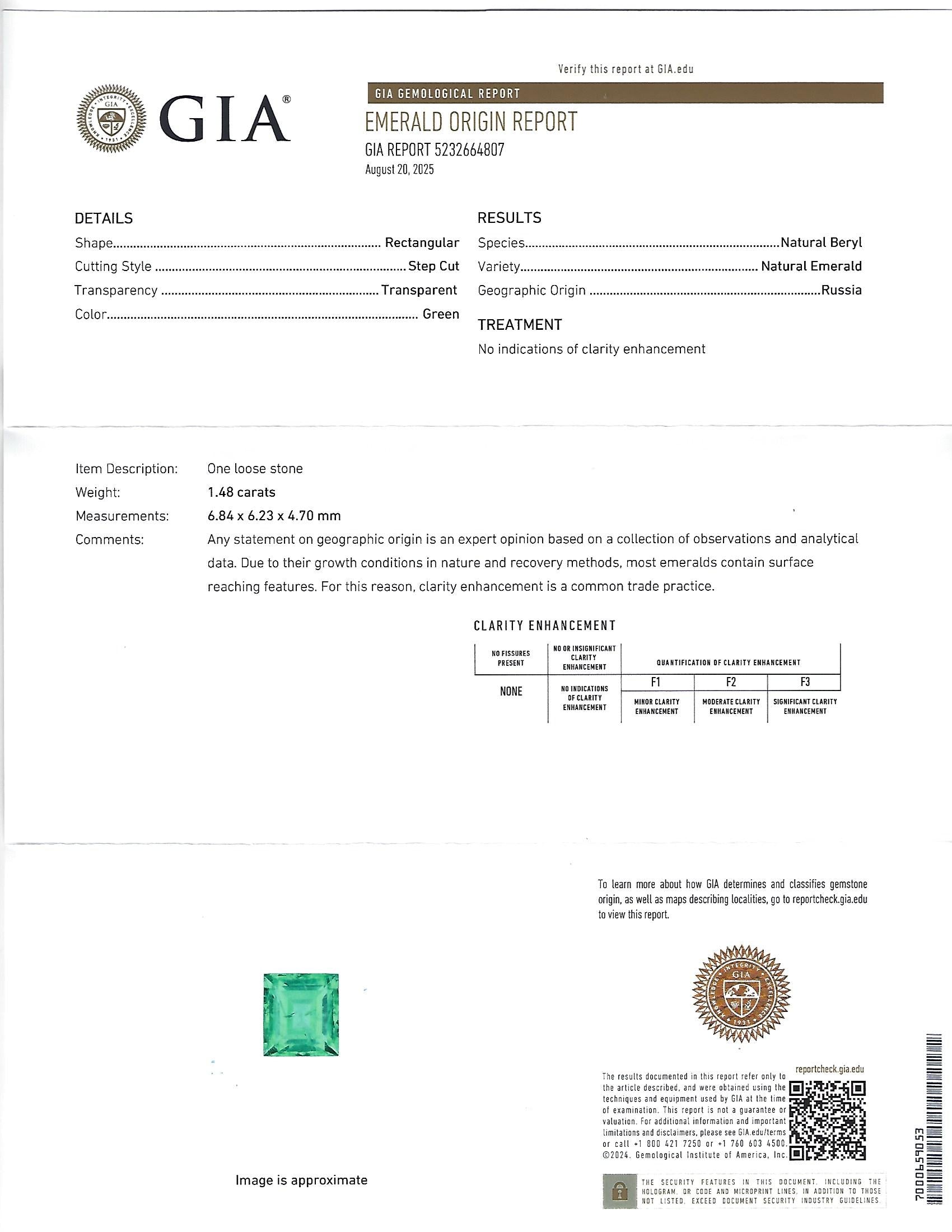Fine Clean 1.48ct GIA No Oil Emerald 0.76ct Diamond Platinum Ring, Size 5.5
