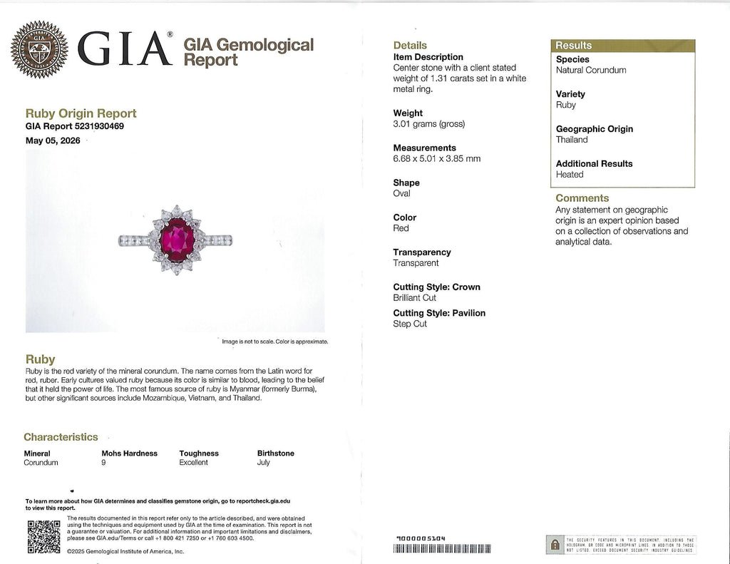 Fine 1.31ct AIGS GIA Pigeon Blood Ruby 0.46ct Diamond Platinum Ring Size 7
