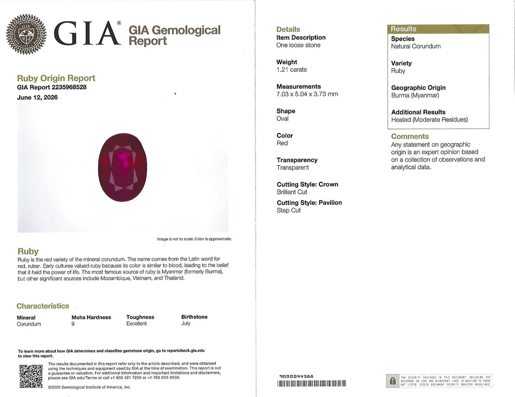 Vintage 1.21ct GIA Certified Burma Ruby & 1.99ct Diamond Platinum Ring, Size 6