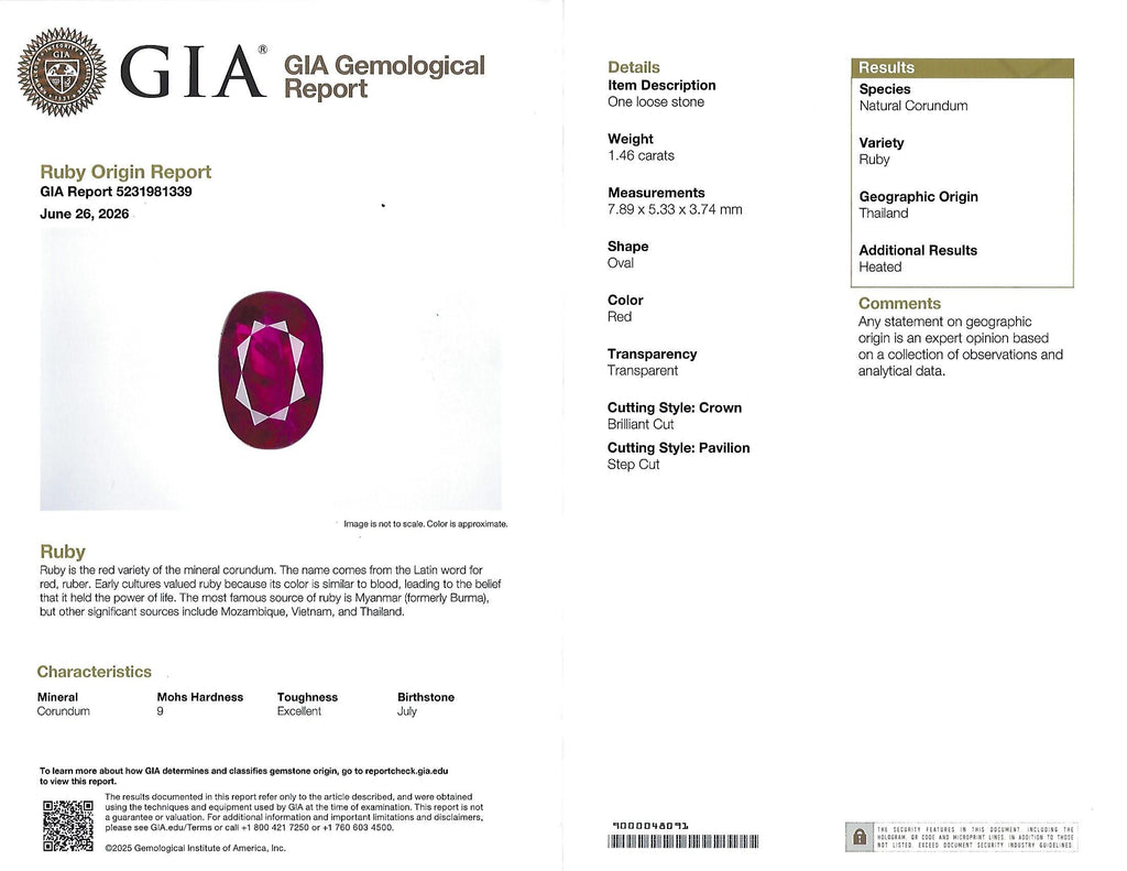 Intense Red 1.46ct GIA Certified Thai Ruby 1.20ct Diamond Platinum Ring Size 5.5
