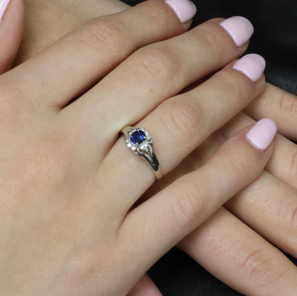 0.51ct Royal Blue Natural Sapphire & 0.10ct Diamond Platinum Ring, Size 7.75