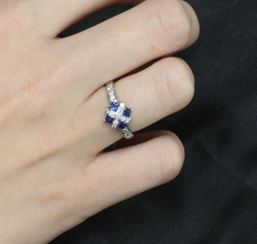 Fine 0.50ct Natural Royal Blue Sapphire & 0.25ct Diamond Platinum Ring, Size 6