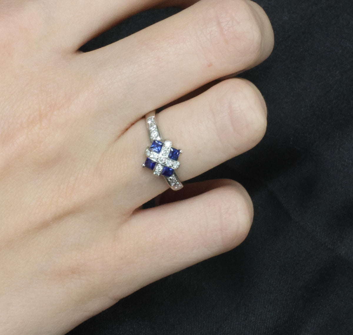 Fine 0.50ct Natural Royal Blue Sapphire & 0.25ct Diamond Platinum Ring, Size 6