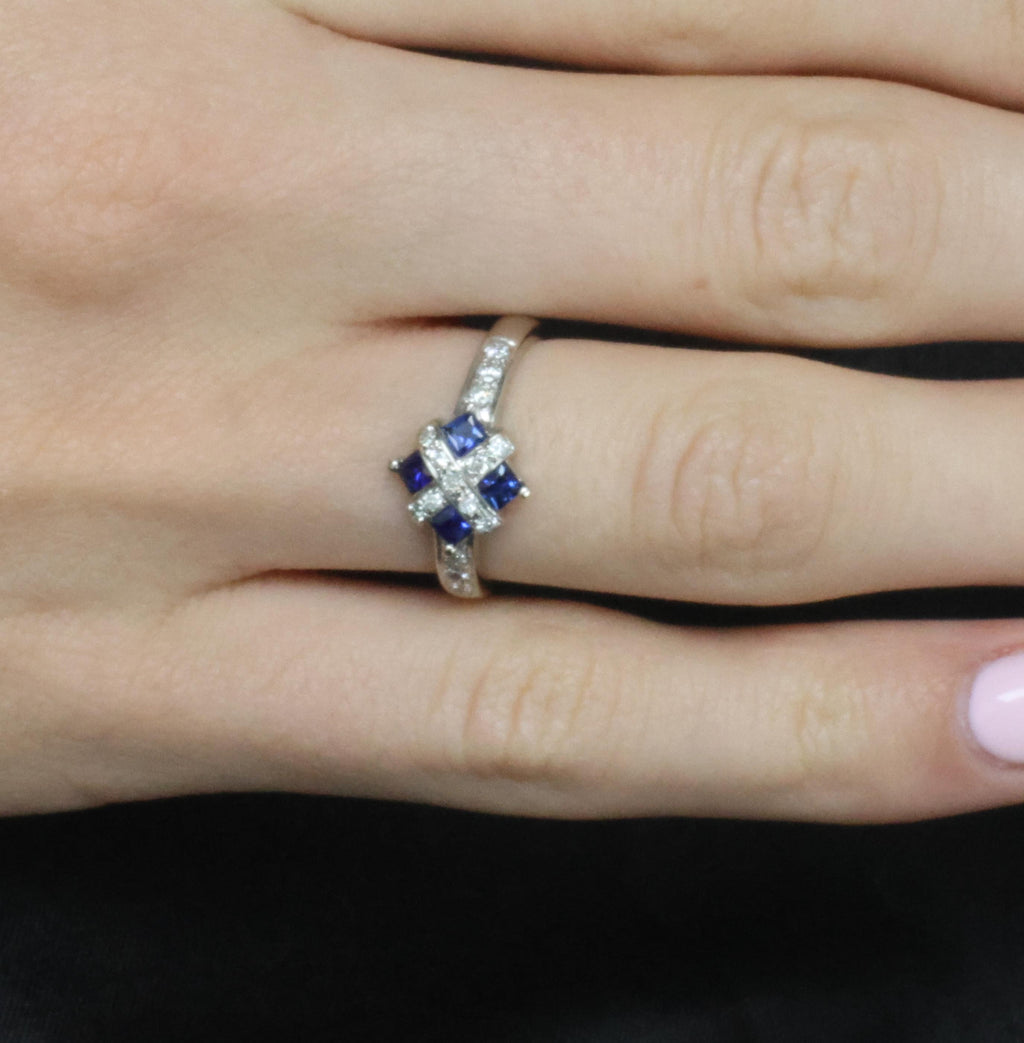 Fine 0.50ct Natural Royal Blue Sapphire & 0.25ct Diamond Platinum Ring, Size 6