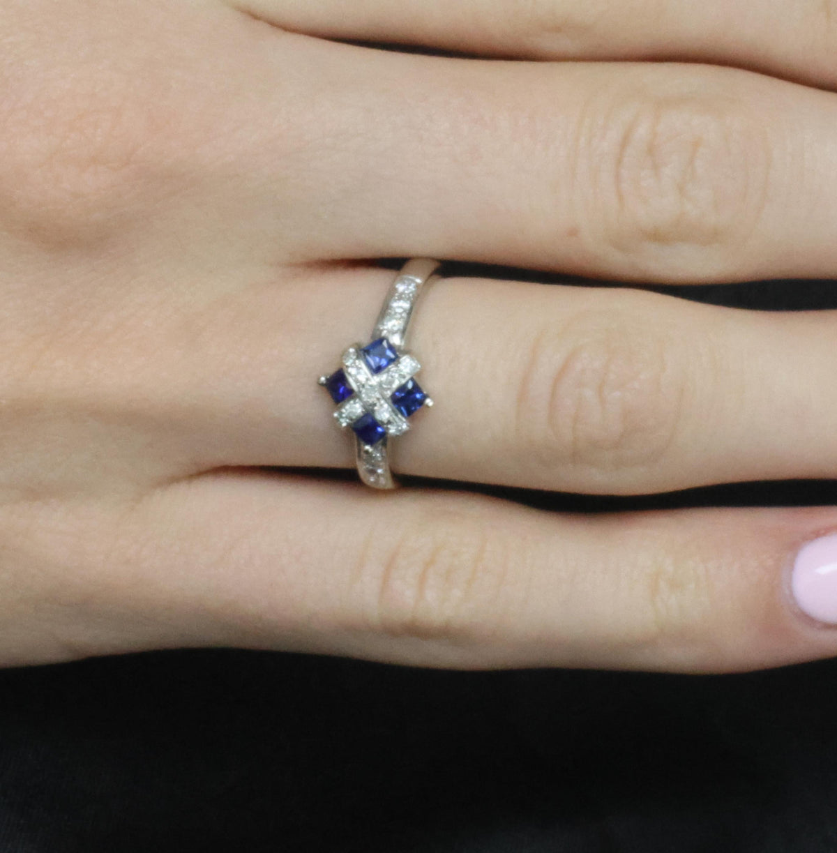 Fine 0.50ct Natural Royal Blue Sapphire & 0.25ct Diamond Platinum Ring, Size 6