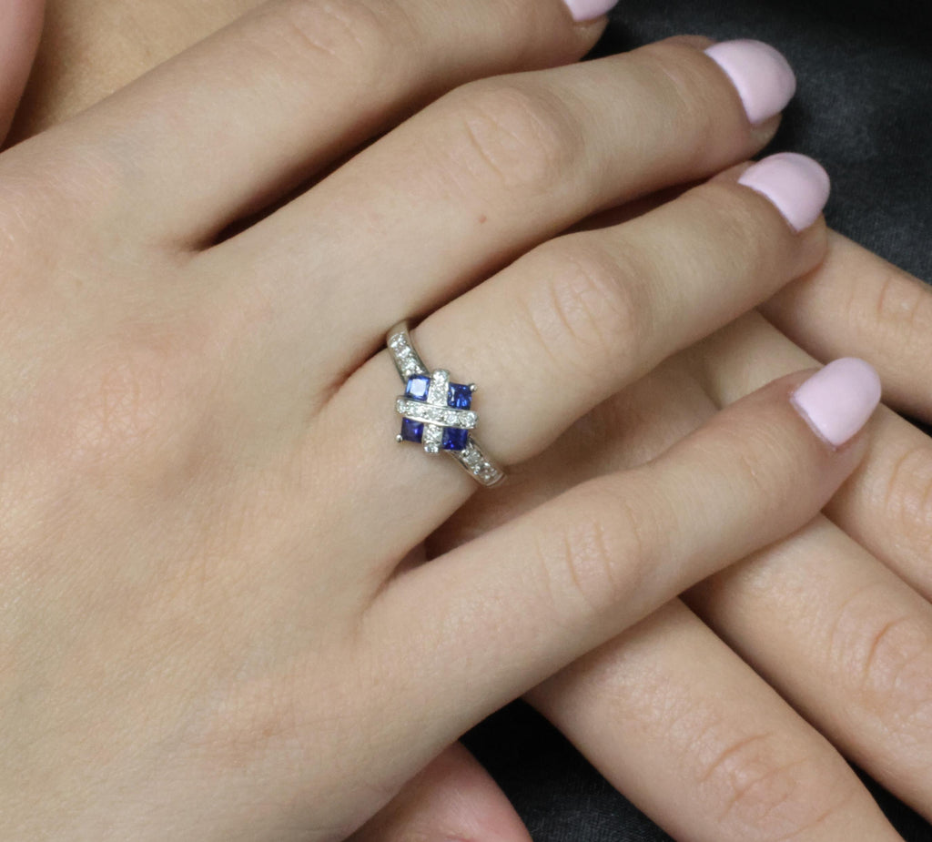 Fine 0.50ct Natural Royal Blue Sapphire & 0.25ct Diamond Platinum Ring, Size 6
