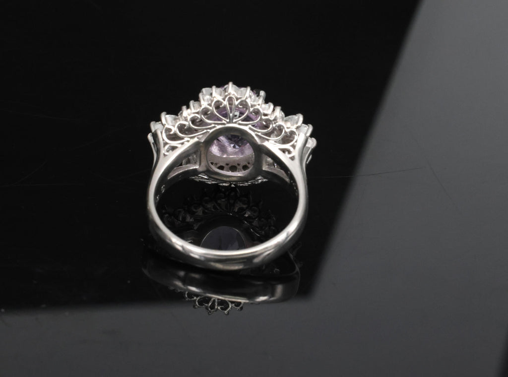 5.26ct Purple Sapphire GIA Heated Ceylon 1.43ct Diamond Platinum Ring, Size 7