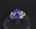 Estate 6.85ct Cabochon Cut Tanzanite & 0.24ct Diamond Platinum Ring Size 5.75