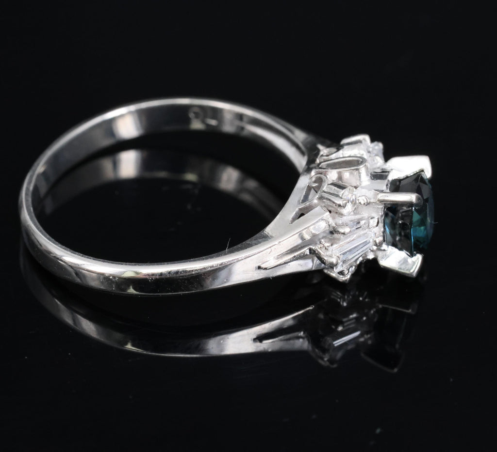 Fine 0.76ct Natural Blue Sapphire & 0.30ct Diamond Platinum Ring, Size 6.75