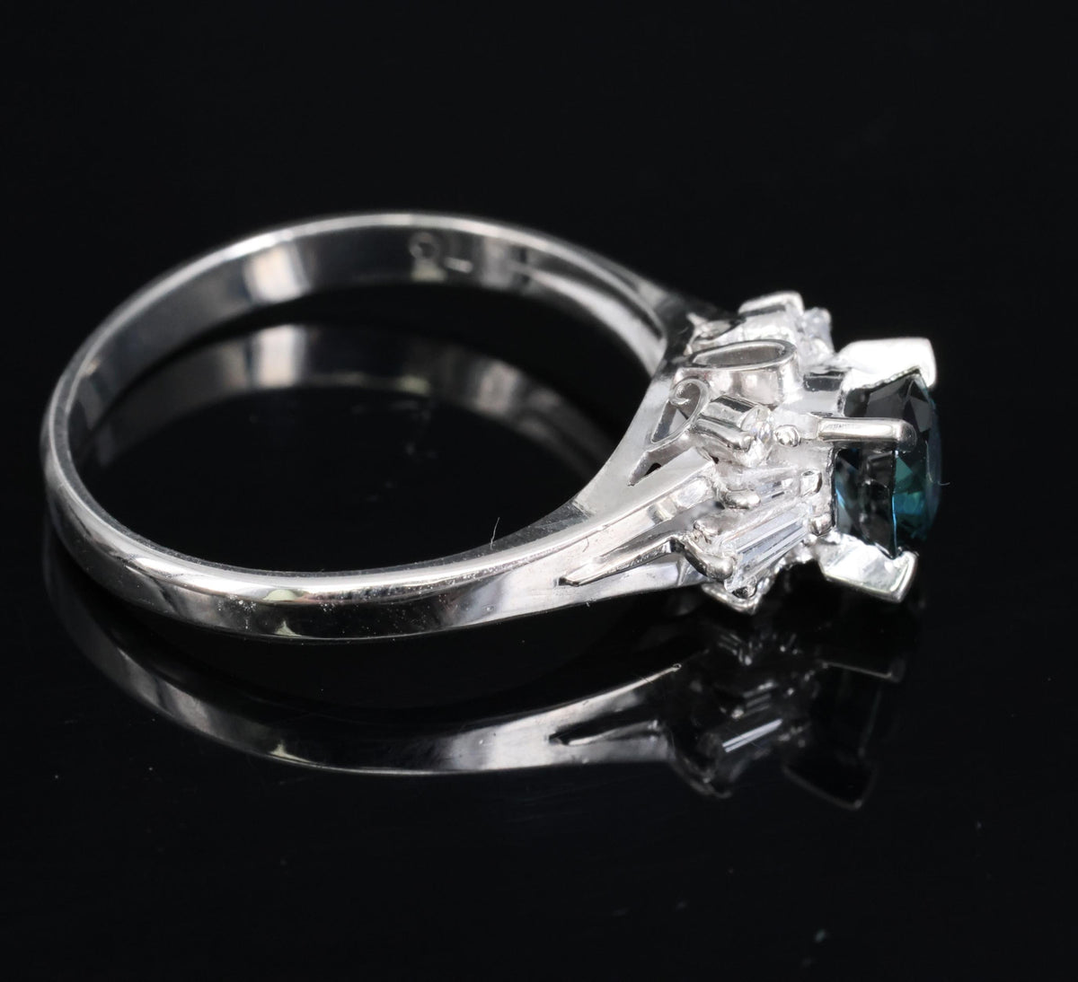Fine 0.76ct Natural Blue Sapphire & 0.30ct Diamond Platinum Ring, Size 6.75