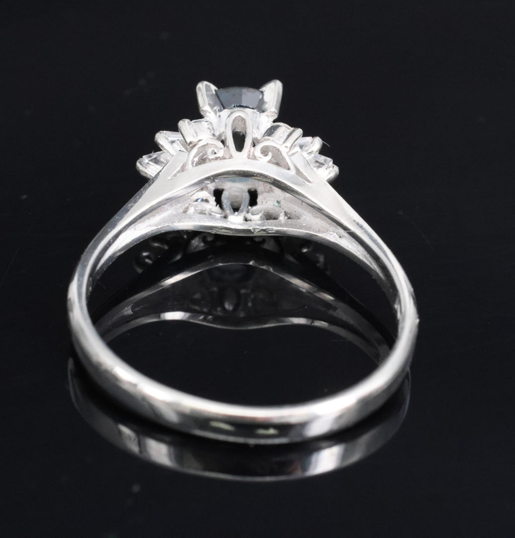 Fine 0.76ct Natural Blue Sapphire & 0.30ct Diamond Platinum Ring, Size 6.75