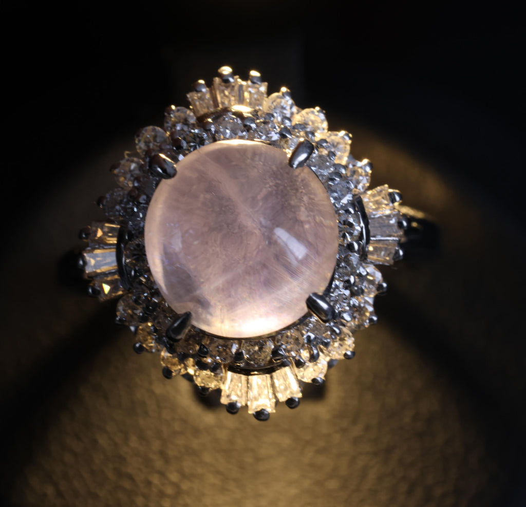 5.40ct GIA Unheated Color Chage Star Sapphire 0.64ct Diamond Platinum Ring S-5.5