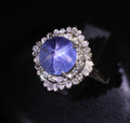 5.40ct GIA Unheated Color Chage Star Sapphire 0.64ct Diamond Platinum Ring S-5.5