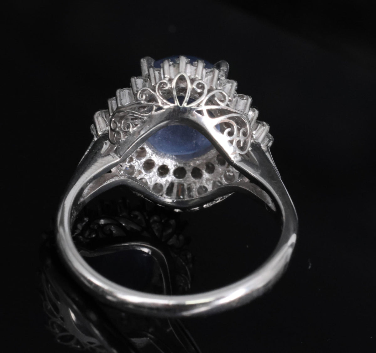 5.40ct GIA Unheated Color Chage Star Sapphire 0.64ct Diamond Platinum Ring S-5.5