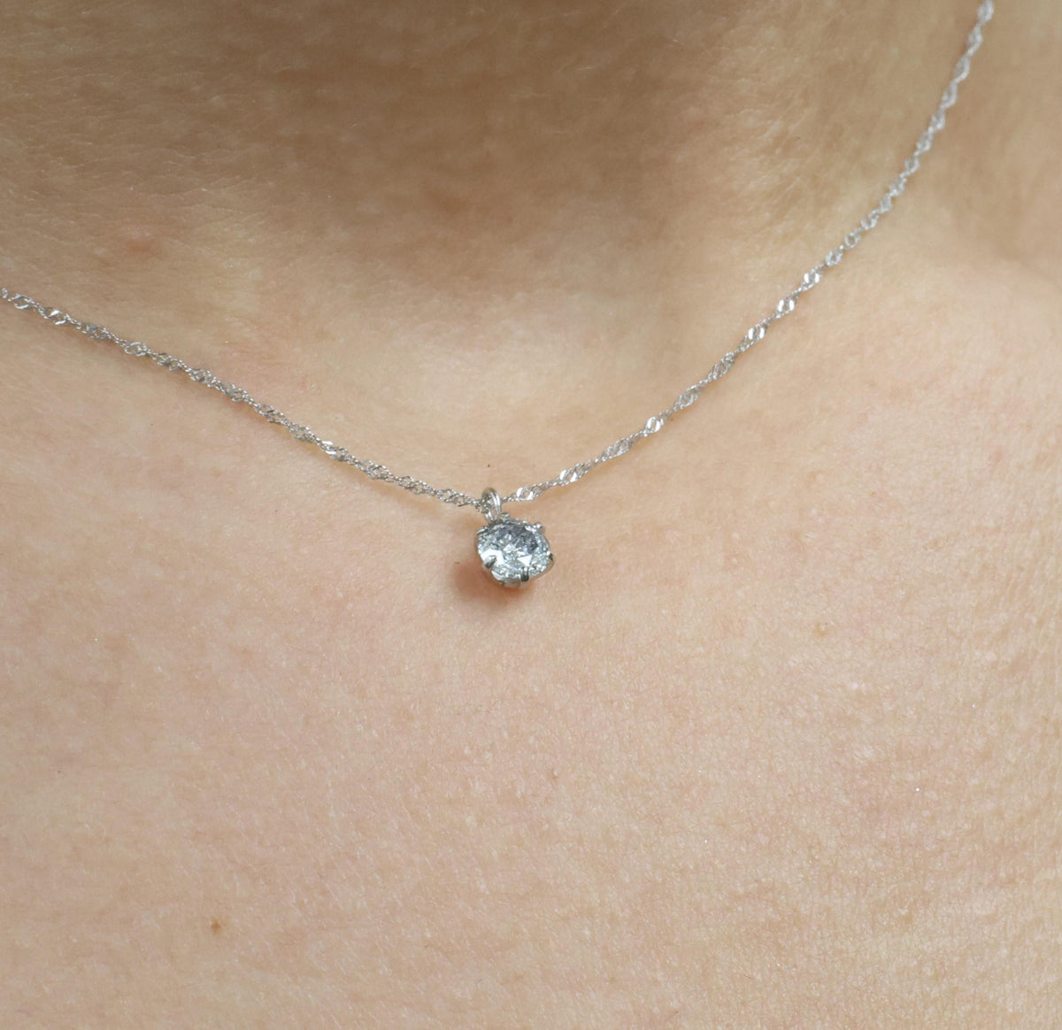 Classic 0.30ct Round Natural Untreated Diamond Pendant & Platinum Chain Necklace