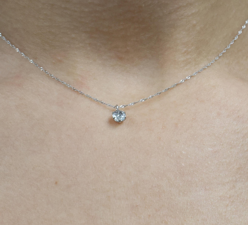 Classic 0.30ct Round Natural Untreated Diamond Pendant & Platinum Chain Necklace