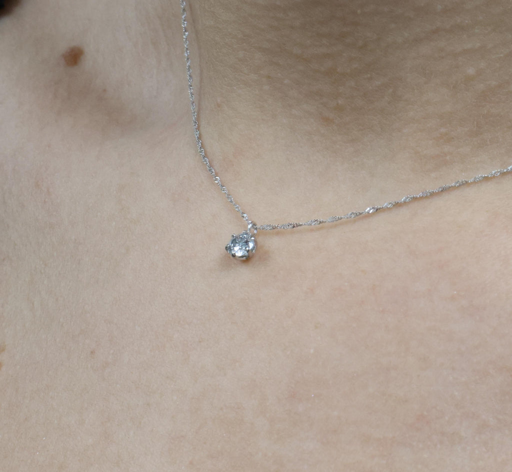 Classic 0.30ct Round Natural Untreated Diamond Pendant & Platinum Chain Necklace