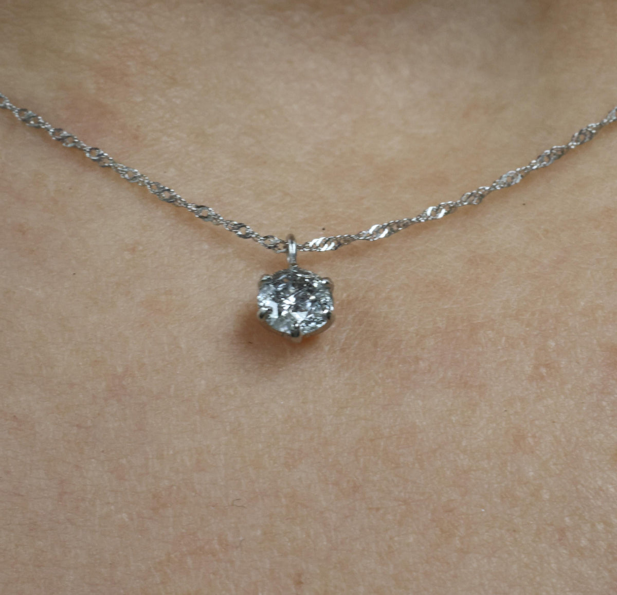 Classic 0.30ct Round Natural Untreated Diamond Pendant & Platinum Chain Necklace