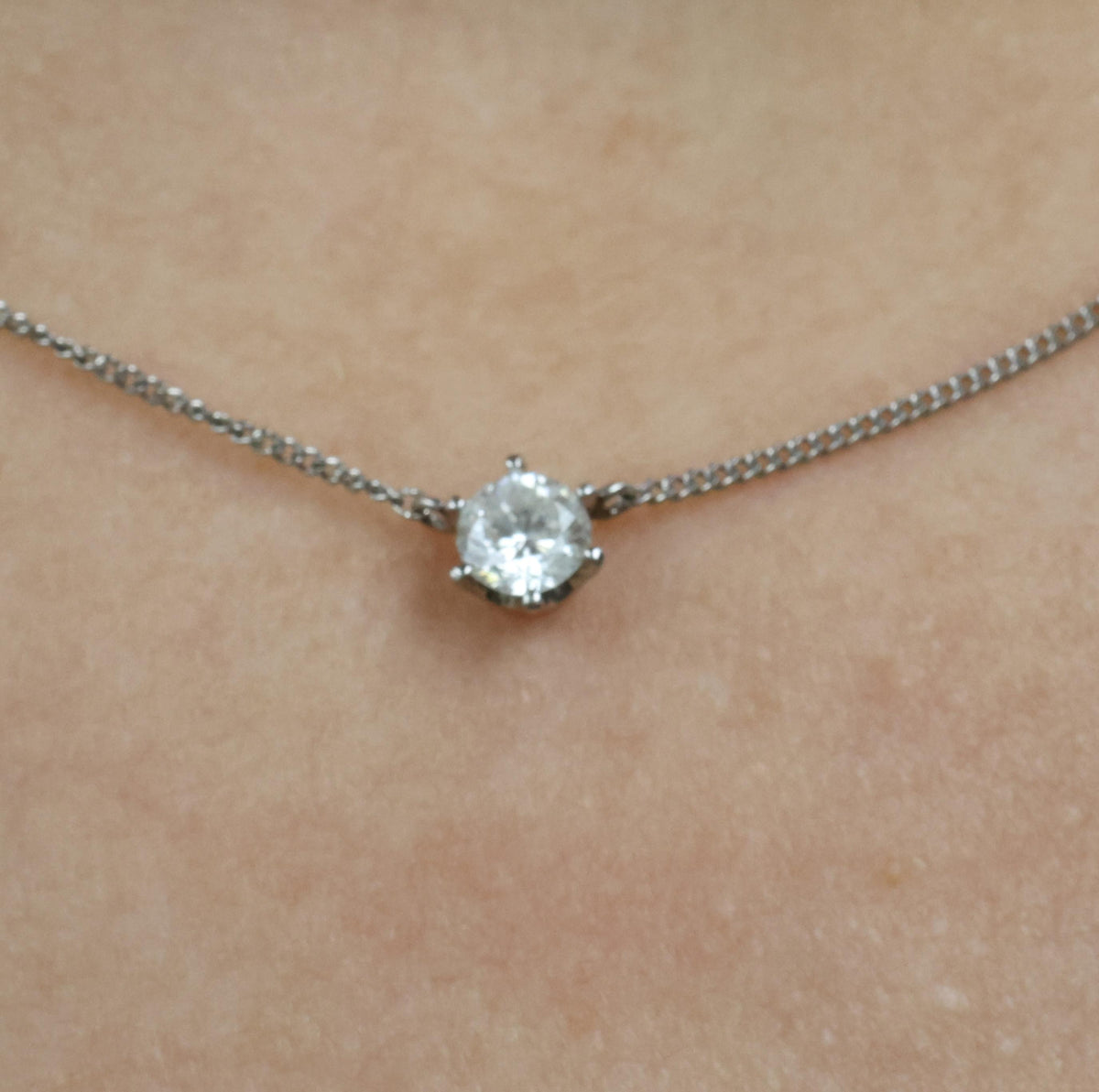 Fine 0.30ct HI/VS Round Natural Untreated Diamond Platinum Chain Necklace