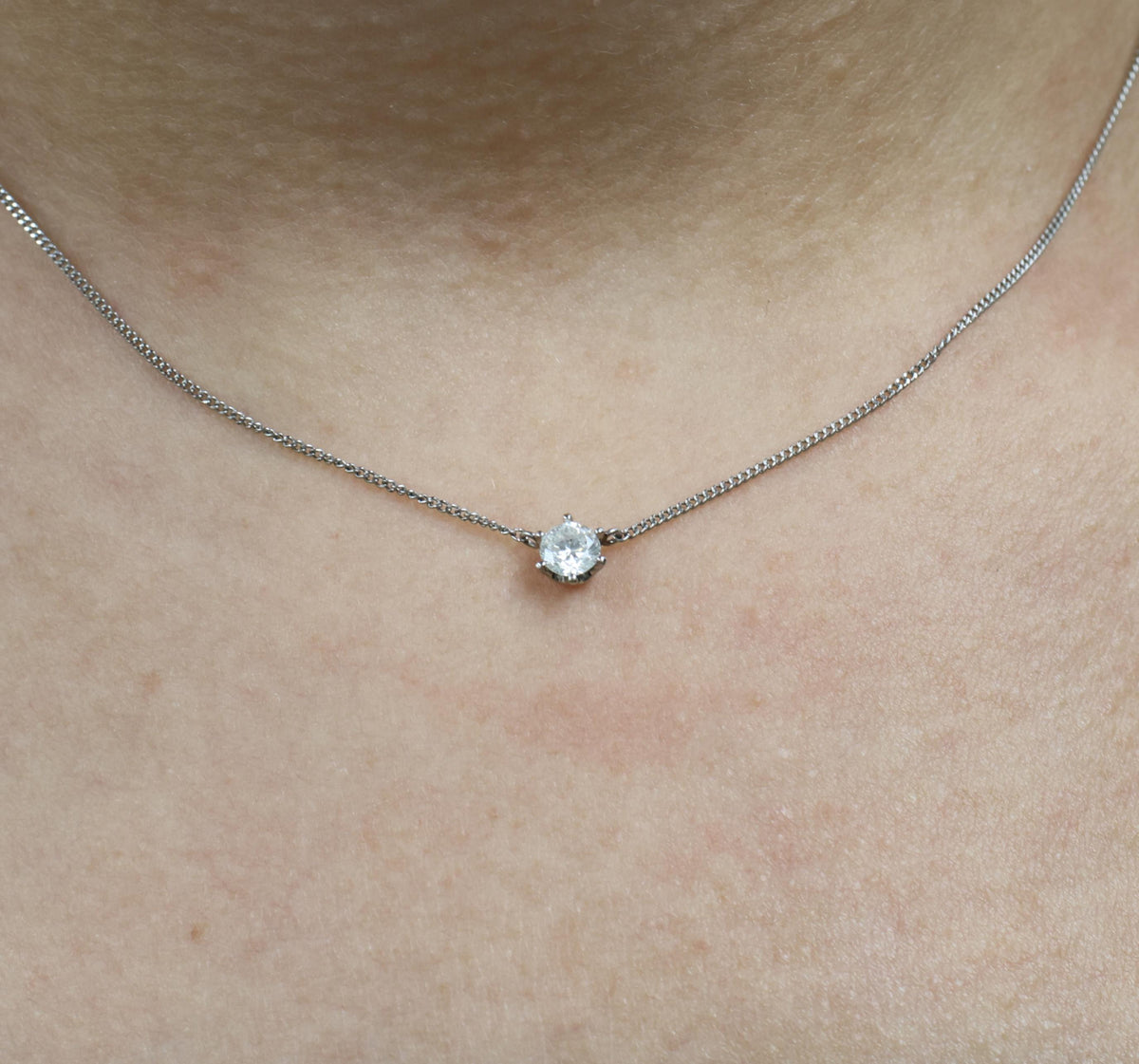 Fine 0.30ct HI/VS Round Natural Untreated Diamond Platinum Chain Necklace