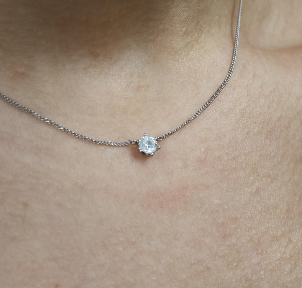Fine 0.30ct HI/VS Round Natural Untreated Diamond Platinum Chain Necklace