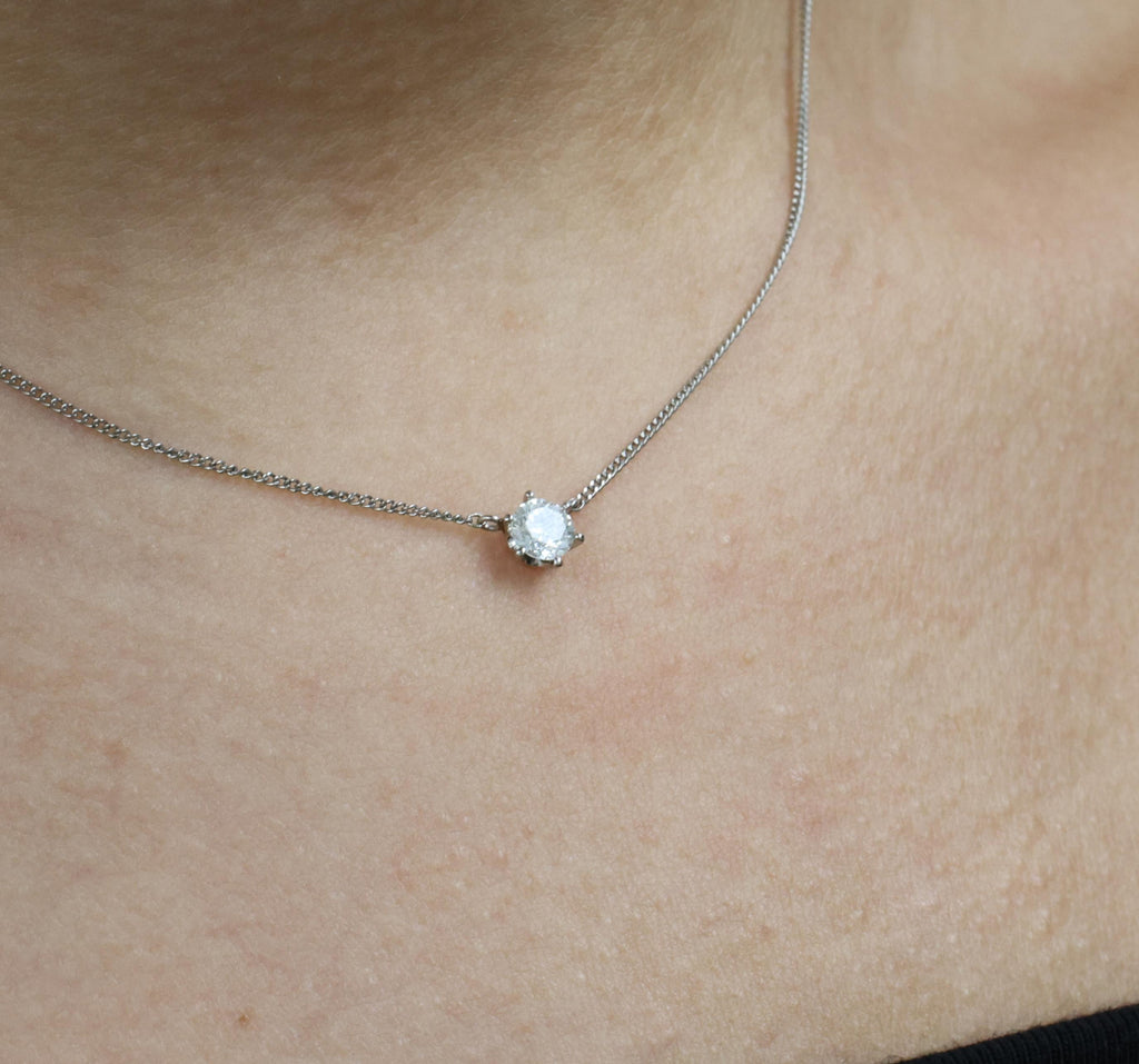 Fine 0.30ct HI/VS Round Natural Untreated Diamond Platinum Chain Necklace