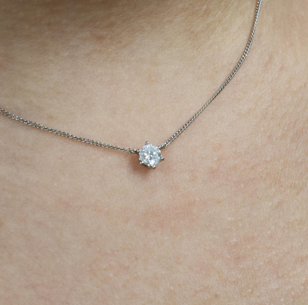 Fine 0.30ct HI/VS Round Natural Untreated Diamond Platinum Chain Necklace