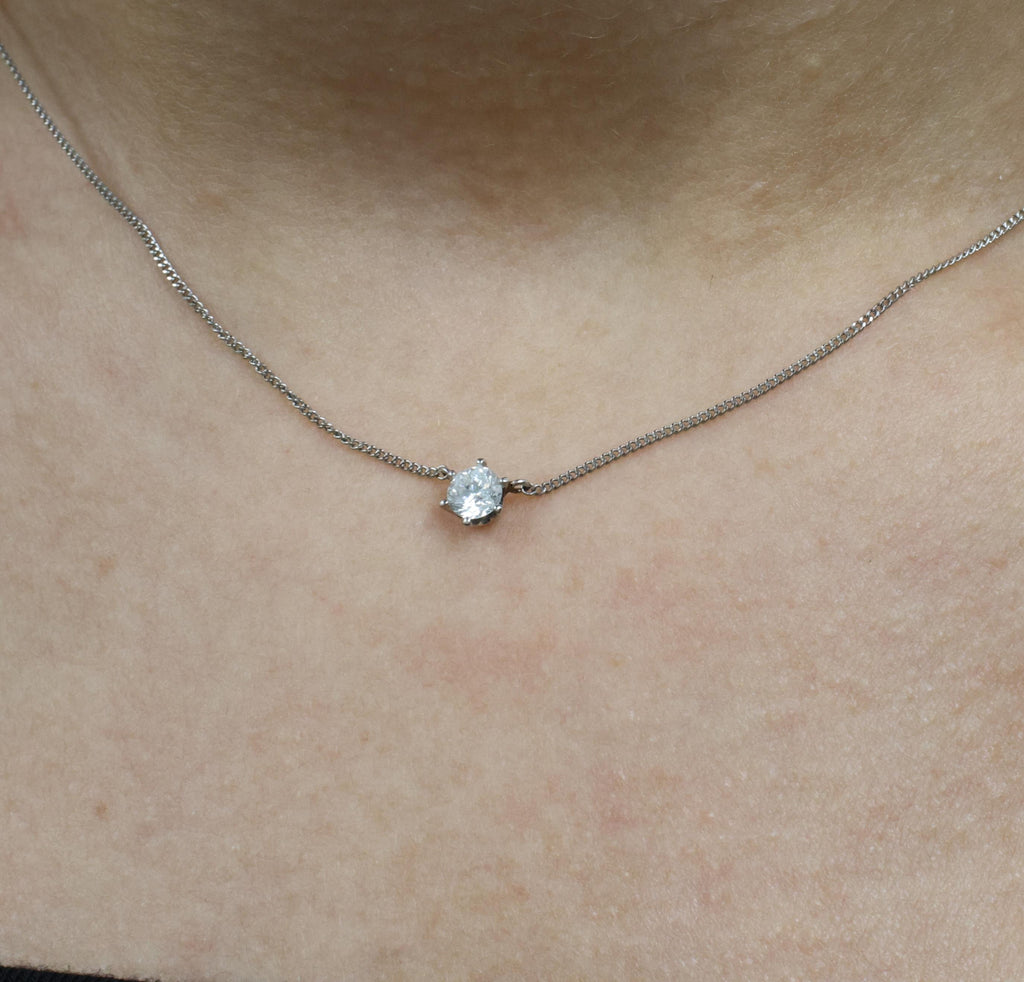Fine 0.30ct HI/VS Round Natural Untreated Diamond Platinum Chain Necklace