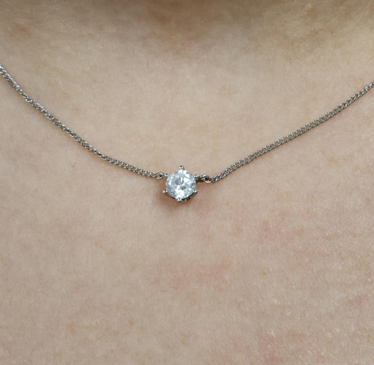 Fine 0.30ct HI/VS Round Natural Untreated Diamond Platinum Chain Necklace