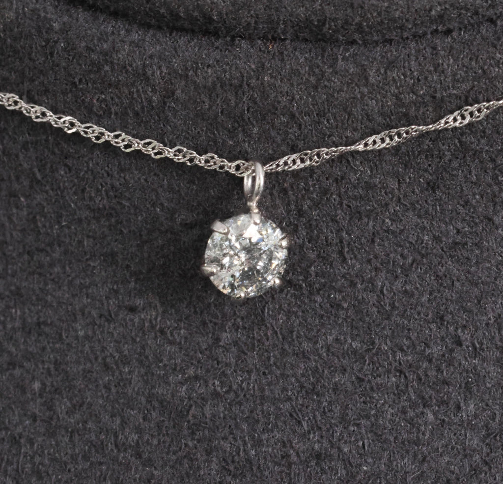 Classic 0.30ct Round Natural Untreated Diamond Pendant & Platinum Chain Necklace