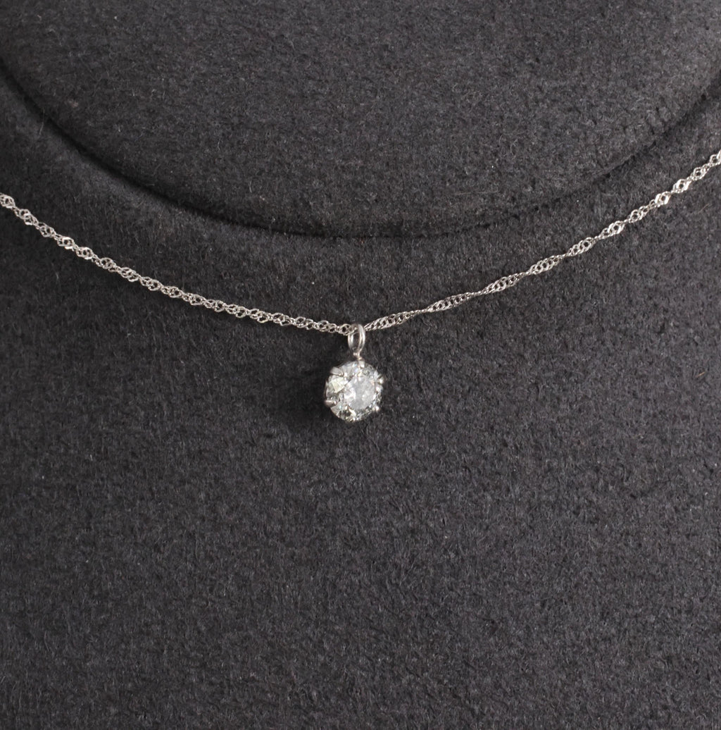 Classic 0.30ct Round Natural Untreated Diamond Pendant & Platinum Chain Necklace