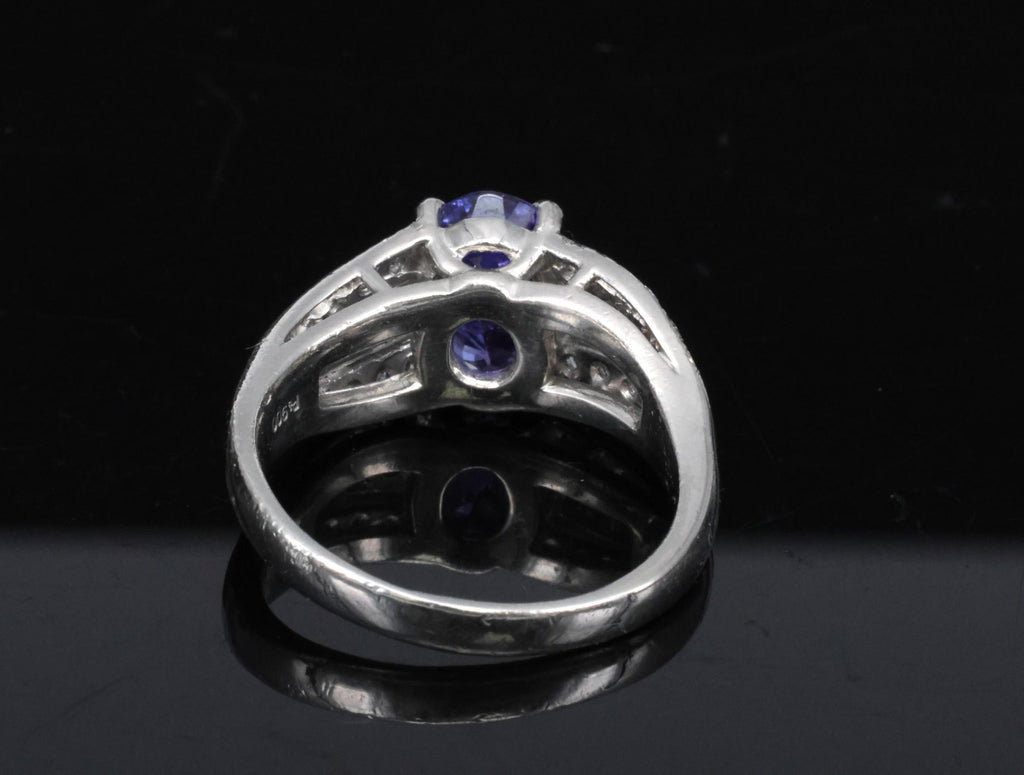 Estate 2.75ct Tanzanite & 0.43ct Diamond Fancy Platinum Ring Size 8