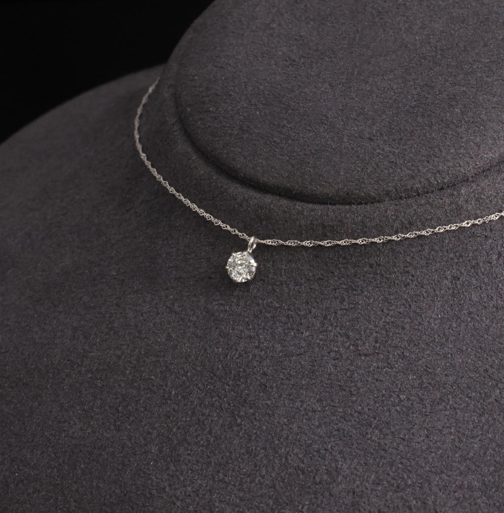 Classic 0.30ct Round Natural Untreated Diamond Pendant & Platinum Chain Necklace