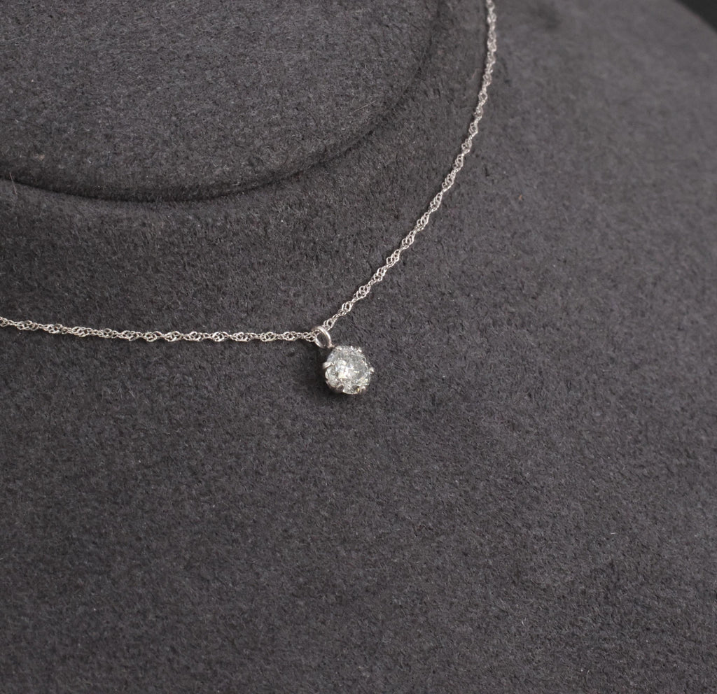 Classic 0.30ct Round Natural Untreated Diamond Pendant & Platinum Chain Necklace