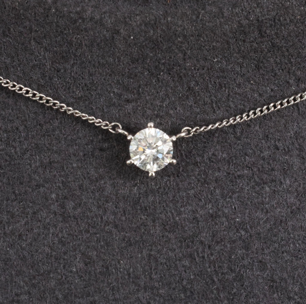 Fine 0.30ct HI/VS Round Natural Untreated Diamond Platinum Chain Necklace