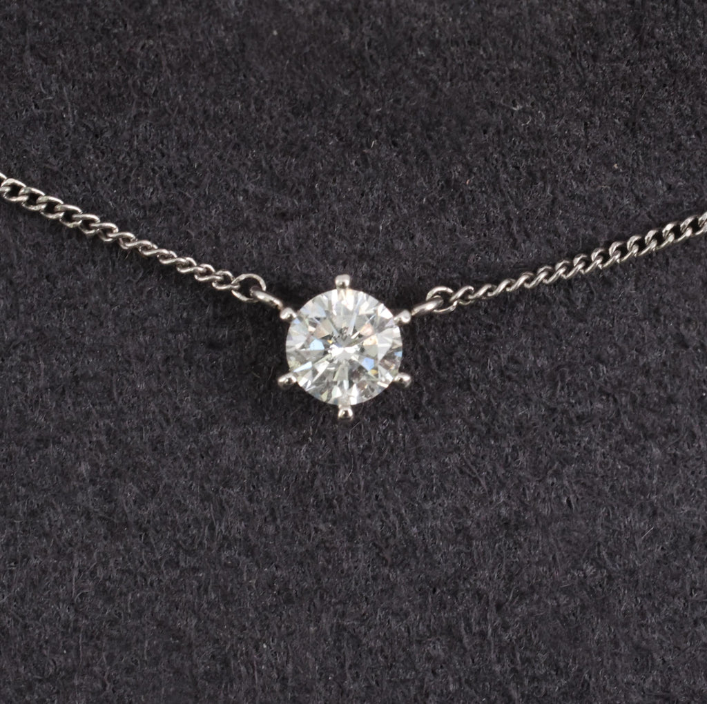 Fine 0.30ct HI/VS Round Natural Untreated Diamond Platinum Chain Necklace