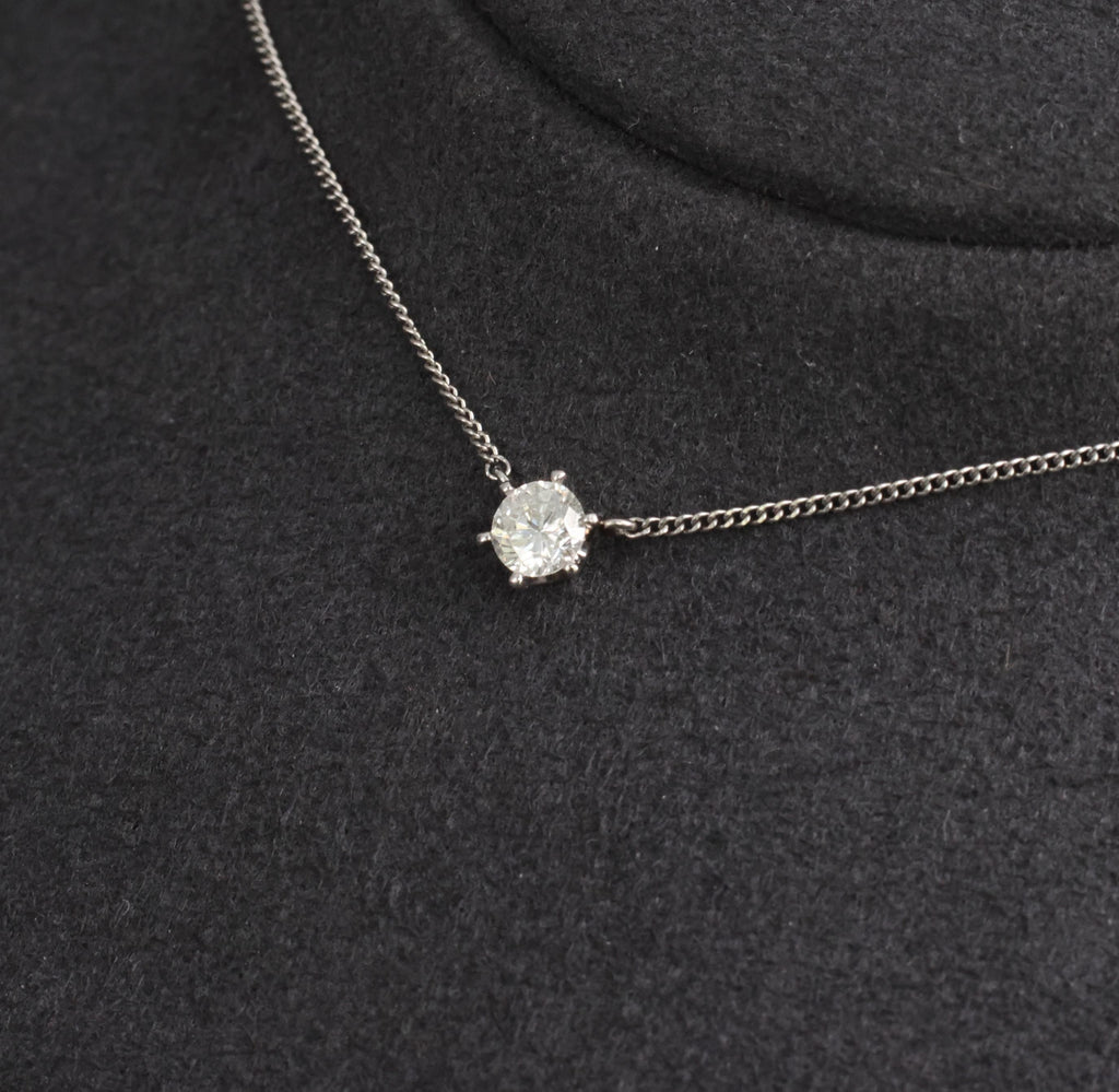 Fine 0.30ct HI/VS Round Natural Untreated Diamond Platinum Chain Necklace