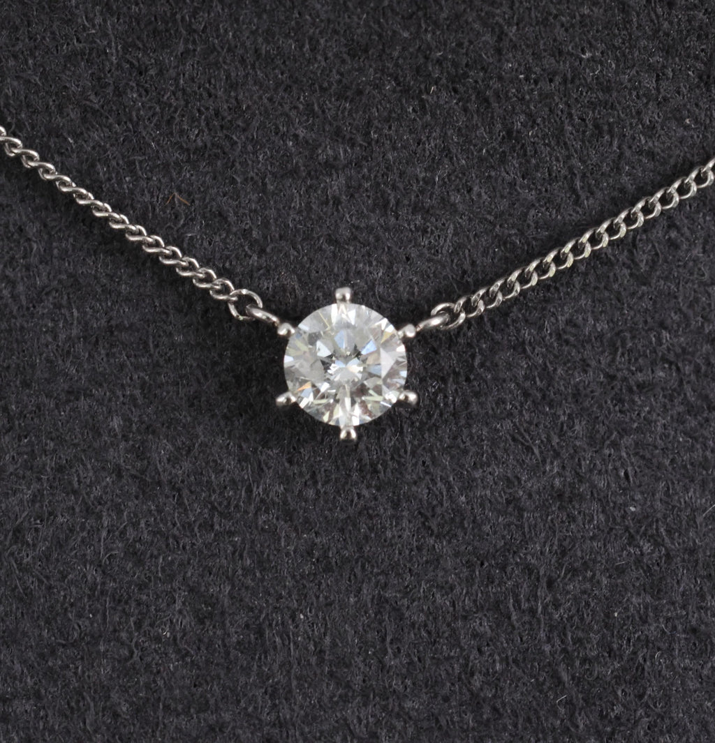 Fine 0.30ct HI/VS Round Natural Untreated Diamond Platinum Chain Necklace