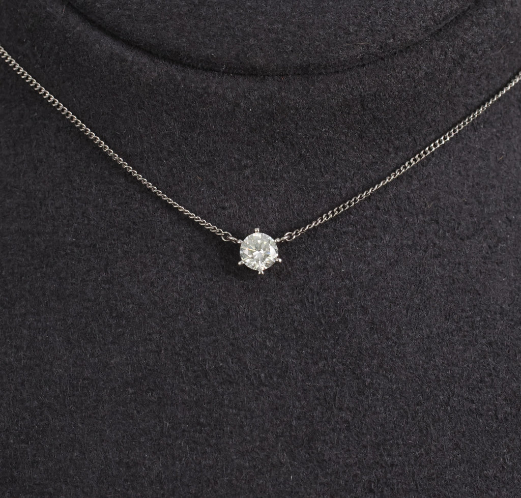 Fine 0.30ct HI/VS Round Natural Untreated Diamond Platinum Chain Necklace