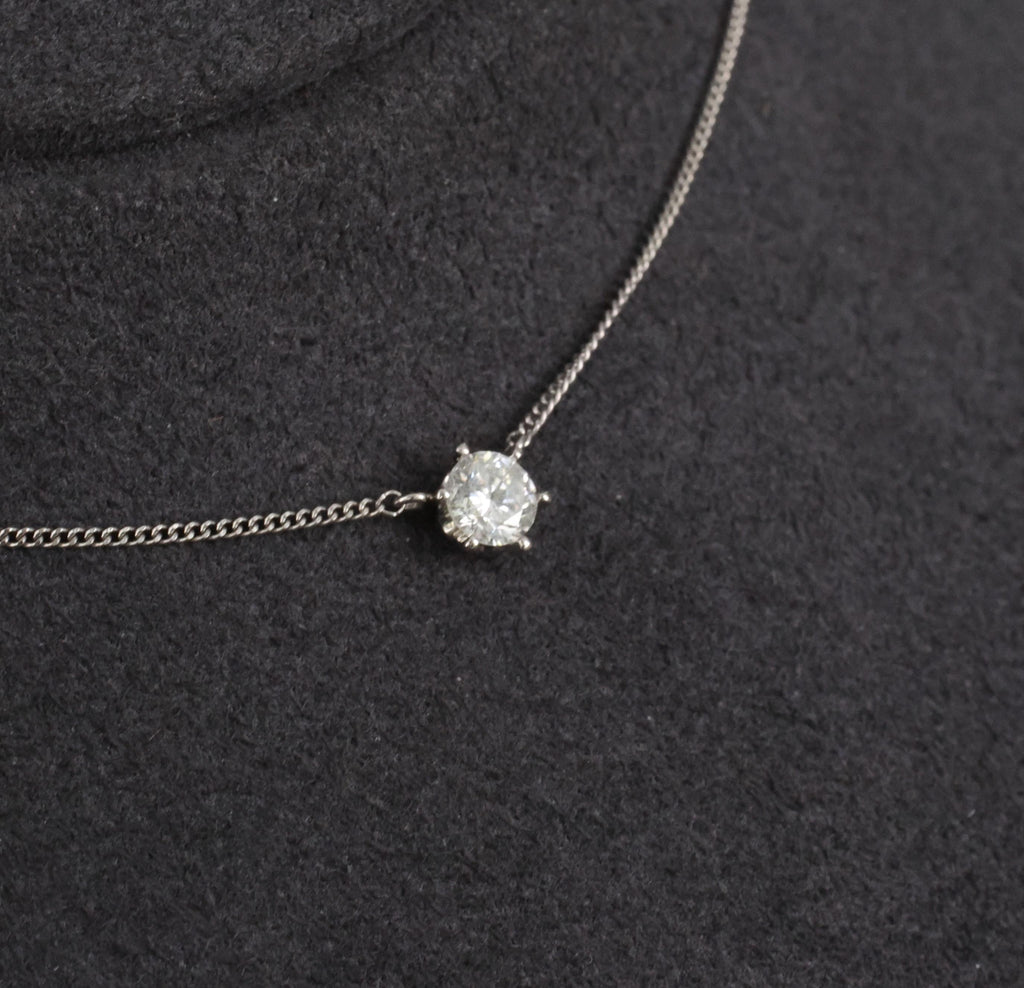 Fine 0.30ct HI/VS Round Natural Untreated Diamond Platinum Chain Necklace