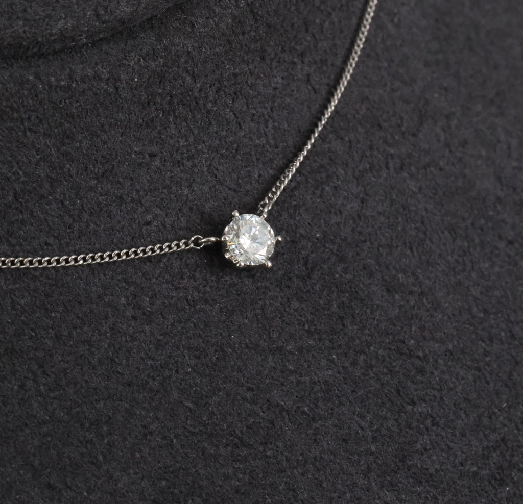 Fine 0.30ct HI/VS Round Natural Untreated Diamond Platinum Chain Necklace