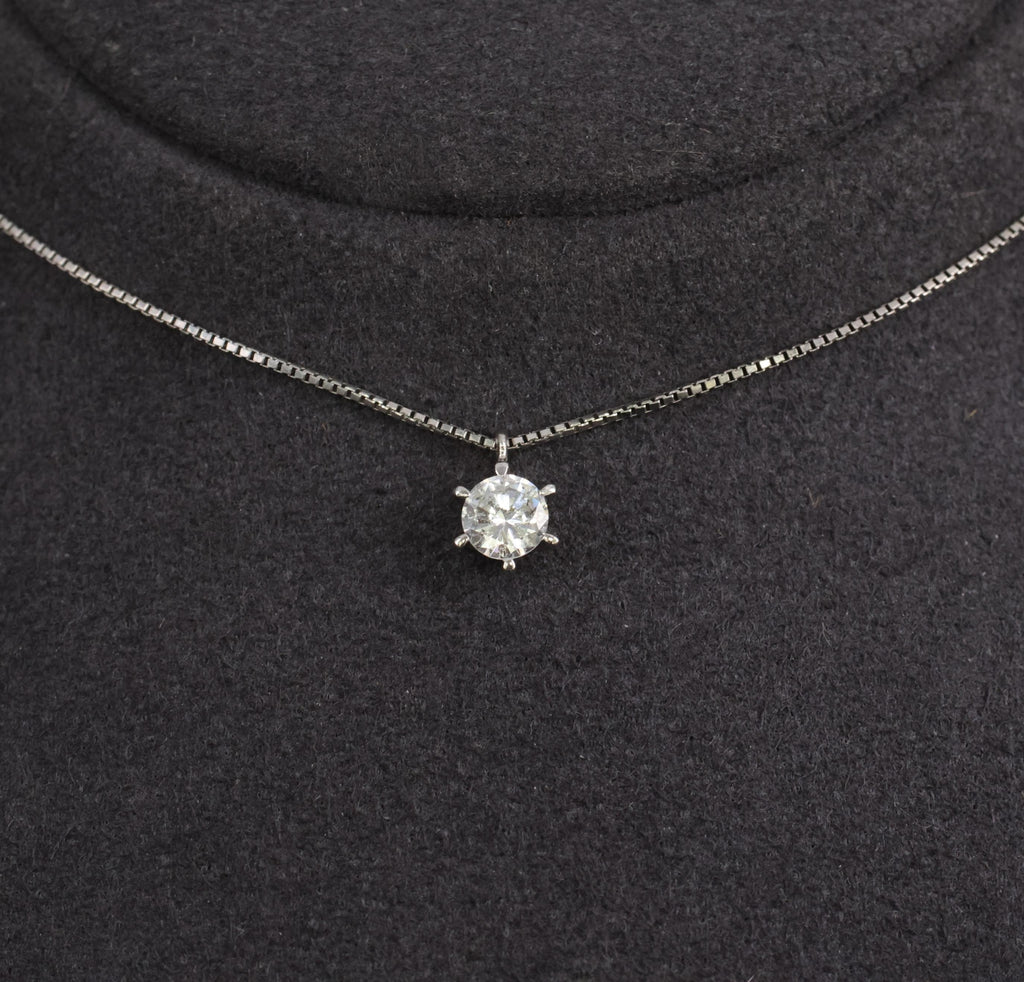 Classic 0.35ct Round Natural Untreated Diamond Platinum Pendant Necklace