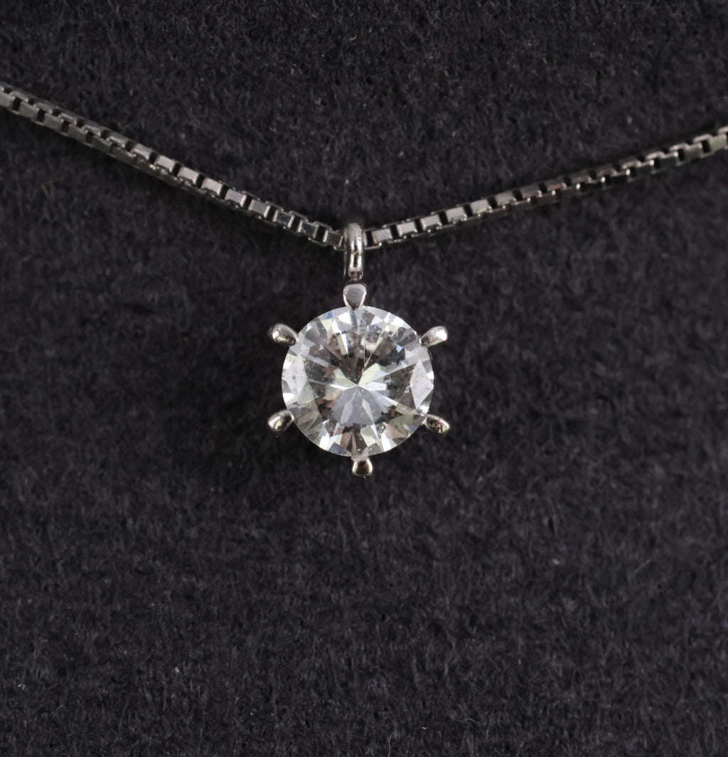 Classic 0.35ct Round Natural Untreated Diamond Platinum Pendant Necklace