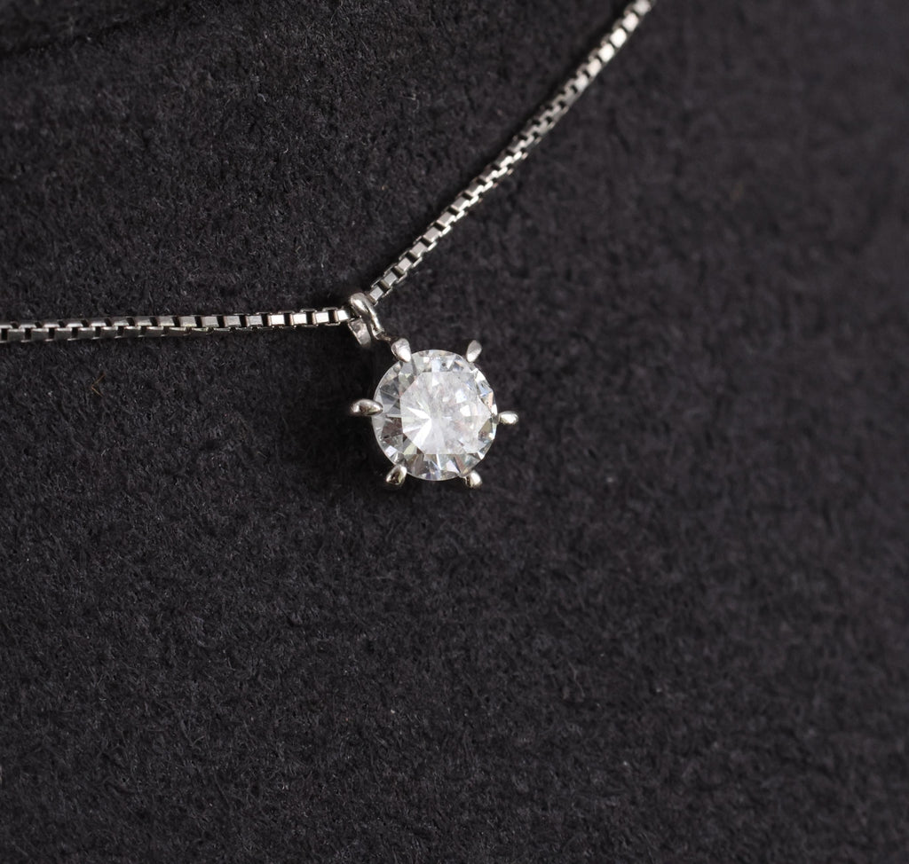 Classic 0.35ct Round Natural Untreated Diamond Platinum Pendant Necklace