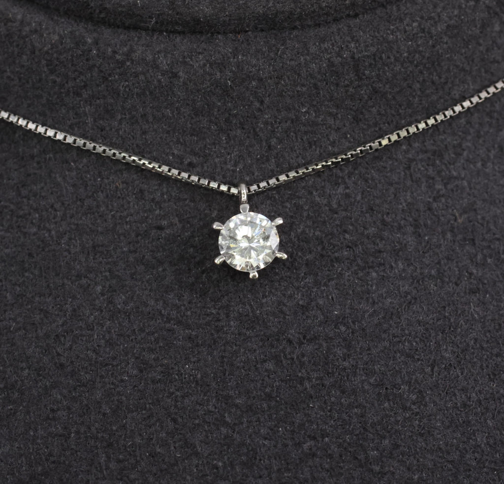 Classic 0.35ct Round Natural Untreated Diamond Platinum Pendant Necklace